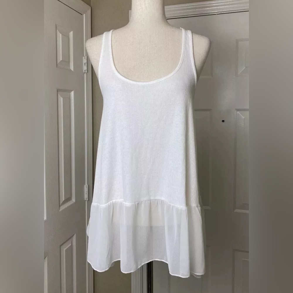 Umgee Womens Tunic Blouse White SMALL Sleeveless Top